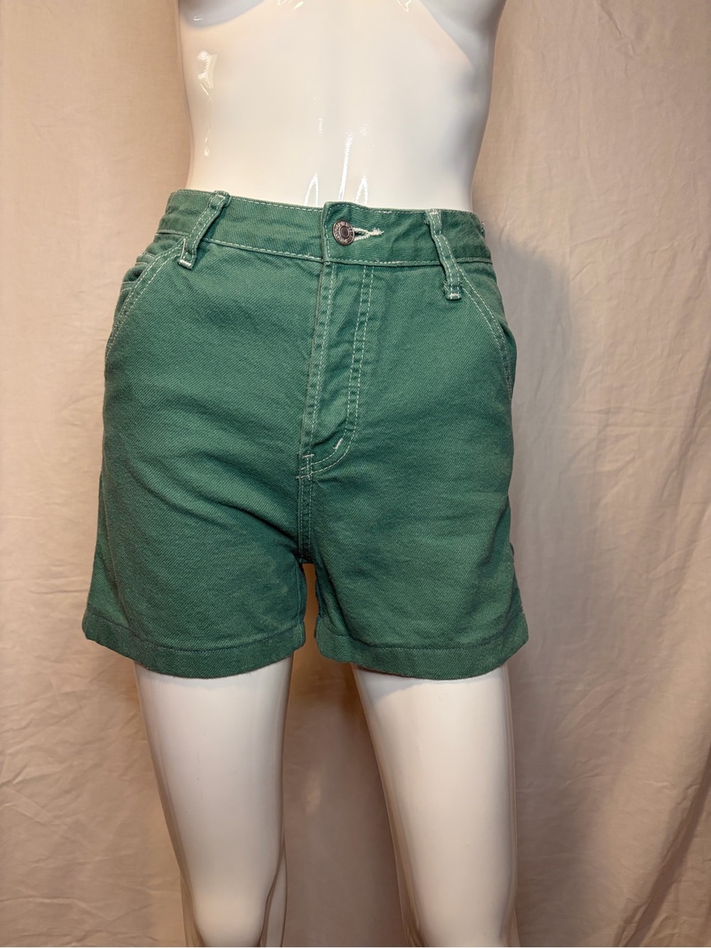 Vintage S.O.N.G. Womens Green Carpenter Cotton Shorts